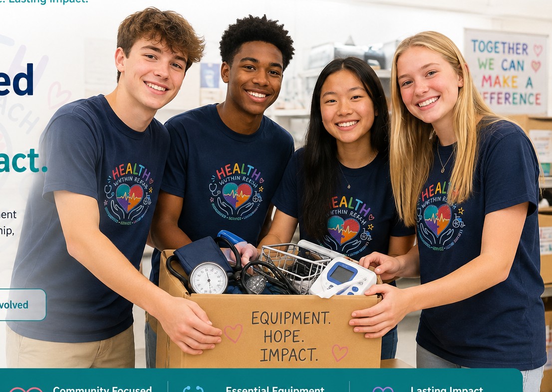 A diverse group of smiling students standing together outdoors